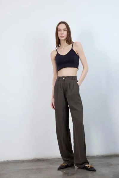 Monlicia Elara High Waist Pleated Pants In Green