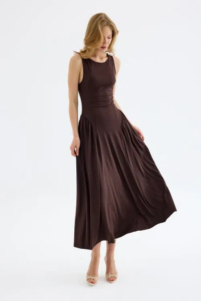 Monlicia Elaris Viscose Bodycon Maxi Dress In Brown