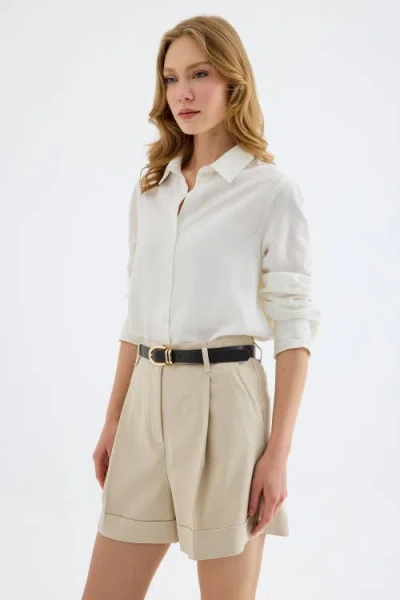 Monlicia Lina High-waist Single Pleat Tailored Shorts In White
