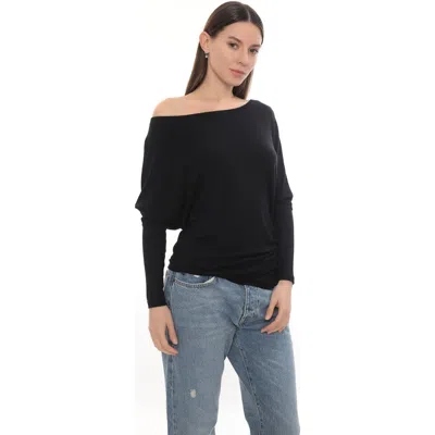 Monlicia Luna Long Sleeve Stretch Fall Top In Black