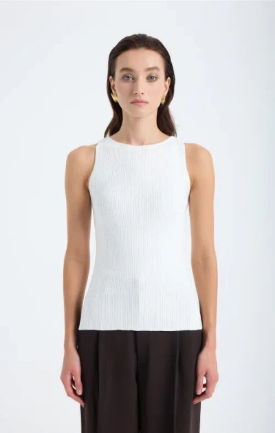 Monlicia Nila Ribbed Sleeveless Knit Top In White