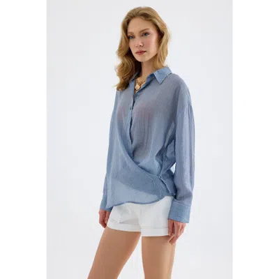 Monlicia Rosalie Viscose Striped Relaxed Shirt In Blue