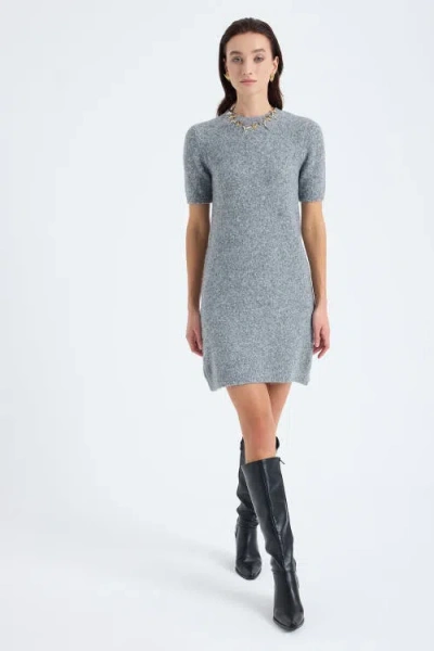Monlicia Rune Short Sleeve Knit Dress In Gray