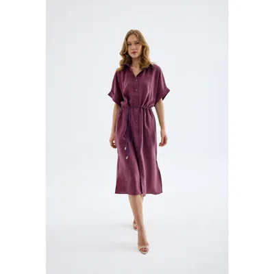 Monlicia Solenne Cotton Midi Shirt Dress In Purple