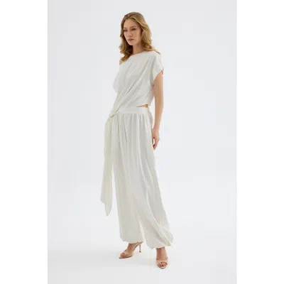 Monlicia Velora Draped Viscose Balloon Pants In White
