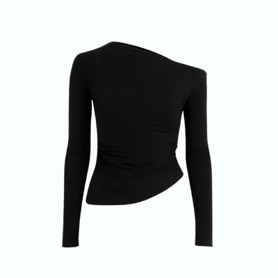 Monlicia Women's Aura One-shoulder Draped Top – Black