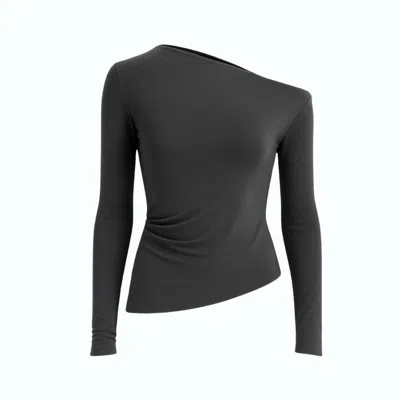 Monlicia Women's Aura One-shoulder Draped Top – Grey In Black