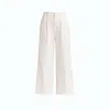 Monlicia Cyra Cotton Linen Blend Cropped Wide Leg Trousers In White