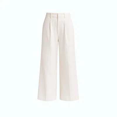 Monlicia Women's Cyra Cotton Linen Blend Cropped Wide-leg Trousers - White