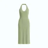 Monlicia Women's Green Orion Halter Cotton Midi Dress – Dusty Olive In Green