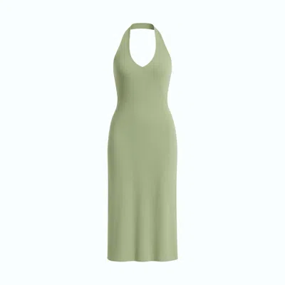 Monlicia Women's Green Orion Halter Cotton Midi Dress – Dusty Olive