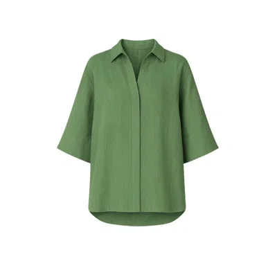 Monlicia Women's Iyan Linen Oversize Standart Size Shirt - Green