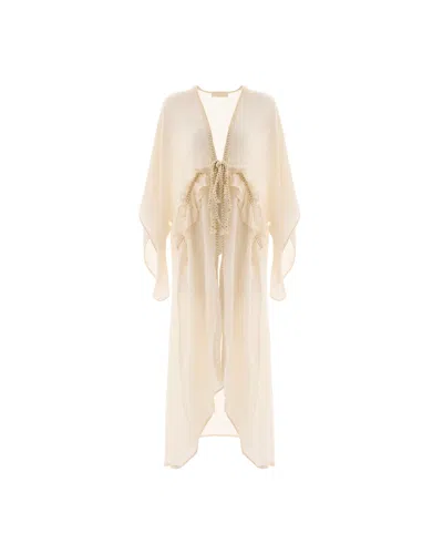 Monlicia Women's Neutrals Leora Cotton Maxi Kimono - Beige In White