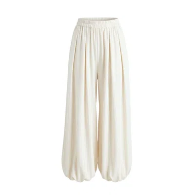 Monlicia Women's Neutrals Velora Draped Viscose Balloon Pants - Ecru In White