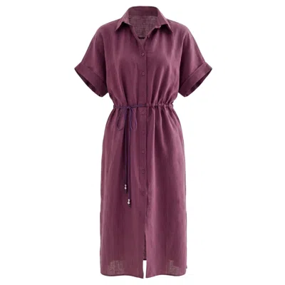 Monlicia Women's Purple Solenne Cotton Midi Shirt Dress - Plum