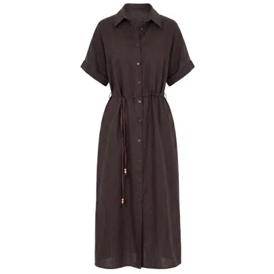 Monlicia Women's Solenne Cotton Midi Shirt Dress - Brown