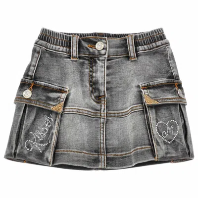 MONNALISA MONNALISA - CARGO SKIRT 0050 IN DENIM GREY 19D701 4020