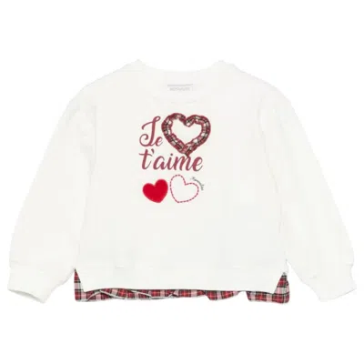 Monnalisa Kids' Heart-patch Sweatshirt In White