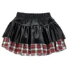 Monnalisa - Gonna Ecopelle Nero/tartan Rosso 31d703 4404