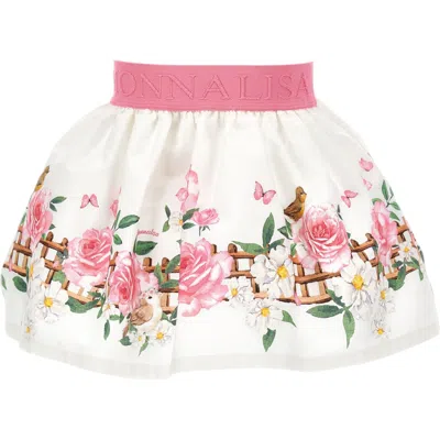 MONNALISA MONNALISA - GONNA ROMANTIC WHITE / PINK FLOWERS 31C700 3652
