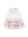 Monnalisa 2-piece Embroidered Printed Tulle Set In Cream + Pink