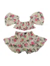 Monnalisa 2 Pieces Summer Suit In Beige