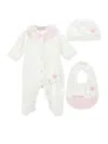 Monnalisa All-in-one, Hat And Bib Set (1-9 Months) In Cream + Pink