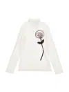 Monnalisa 3d Rose Turtleneck In White