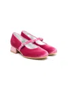 Monnalisa 40mm Velvet Ballerina Shoes In Pink