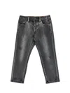 Monnalisa 5-pocket Jeans With Teddy Bear In Gray