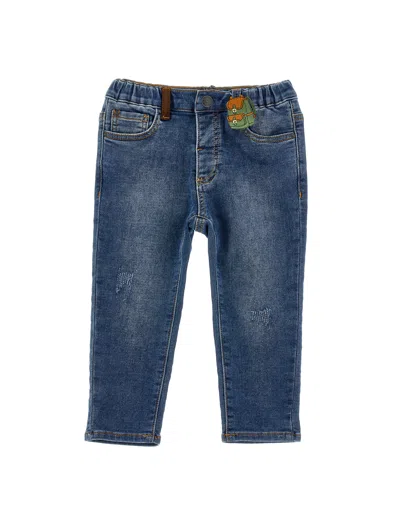 Monnalisa Kids'   5-pocket Denim With Patch In Blue