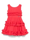 Monnalisa Abito Con Rouches Popelin Popeline Touch In Red