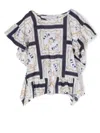 Monnalisa Abstract-print Cotton Blouse In Blue