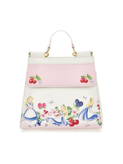 Monnalisa Kids'   Alice Coated Fabric Bag In Cream + Pink