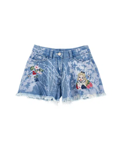 Monnalisa Kids' Ausgestellte Alice-jeansshorts In Stone Bleach