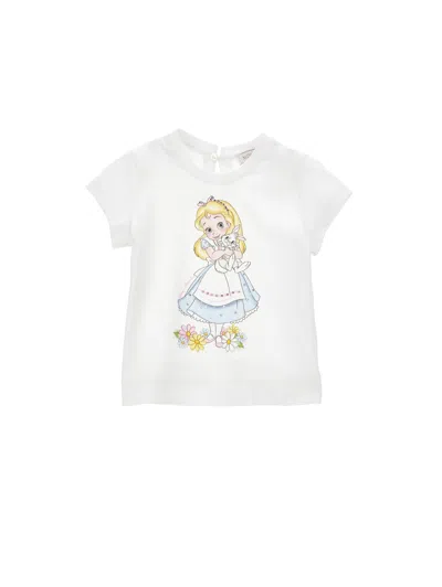 Monnalisa Kids'   Alice In Wonderland T-shirt In White