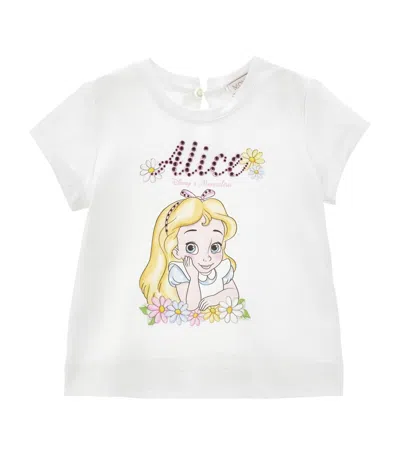 Monnalisa Kids' Alice In Wonderland T-shirt In White