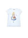 Monnalisa Alice Print Jersey T-shirt In Light Blue