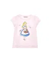 Monnalisa Alice Print Jersey T-shirt In Rosa Fairy Tale