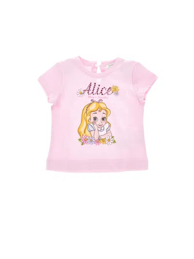 Monnalisa Kids'   Alice Rhinestone T-shirt In Rosa Fairy Tale