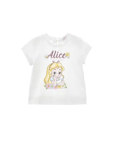 Monnalisa Kids'   Alice Rhinestone T-shirt In White