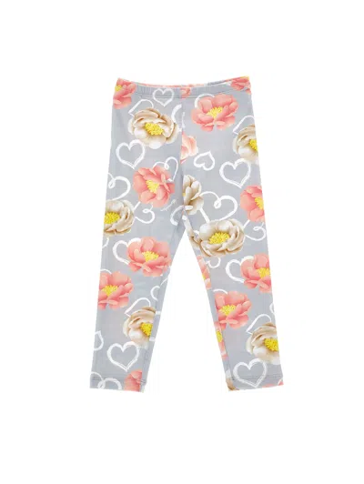 Monnalisa Kids'   Anemone Print Leggings In Grey