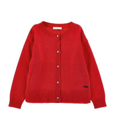 Monnalisa Kids'   Soft Knit Cardigan In Ruby Red