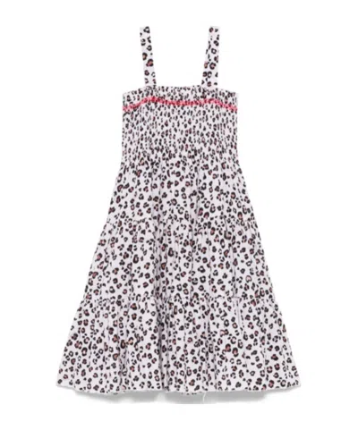 Monnalisa Animal Print Muslin Sundress In Gray