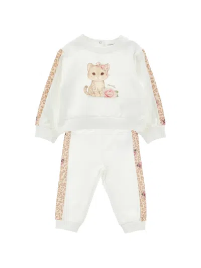 Monnalisa Babies' Animal-print Graphic-print Tracksuit In White