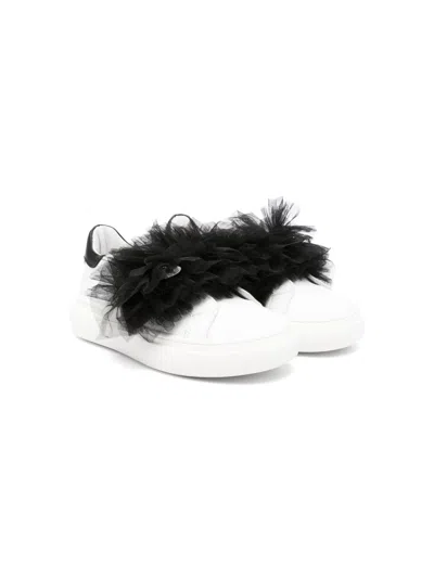 Monnalisa Kids' Appliqué-detail Leather Sneakers In White