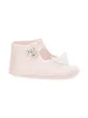 Monnalisa Appliqué Embellished Crib Shoes In Pink