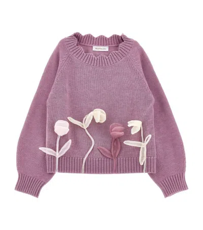 Monnalisa Kids' Appliqué-flower Sweater (2-16 Years) In Pink