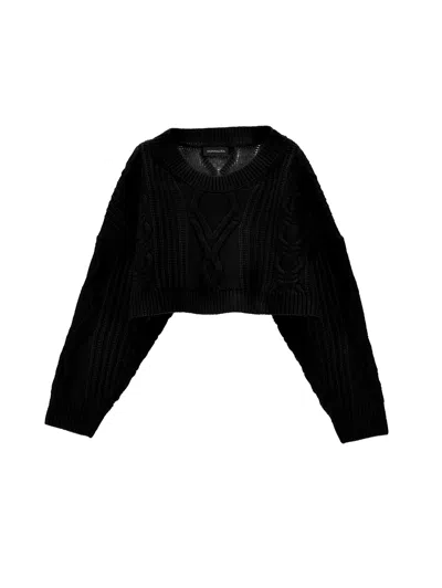 Monnalisa Kids'   Aran Mini Sweater In Black