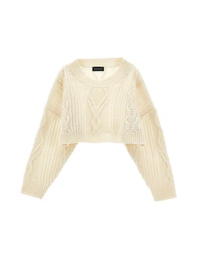 Monnalisa Kids'   Aran Mini Sweater In Cream